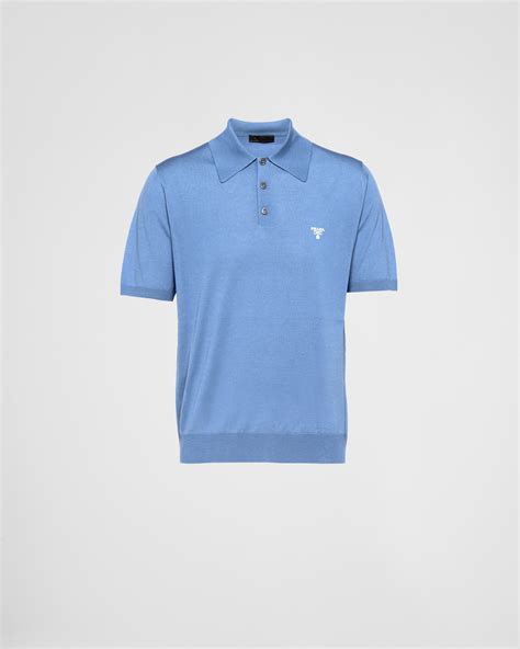 baby blue prada polo|Blue Superfine Wool Polo Shirt .